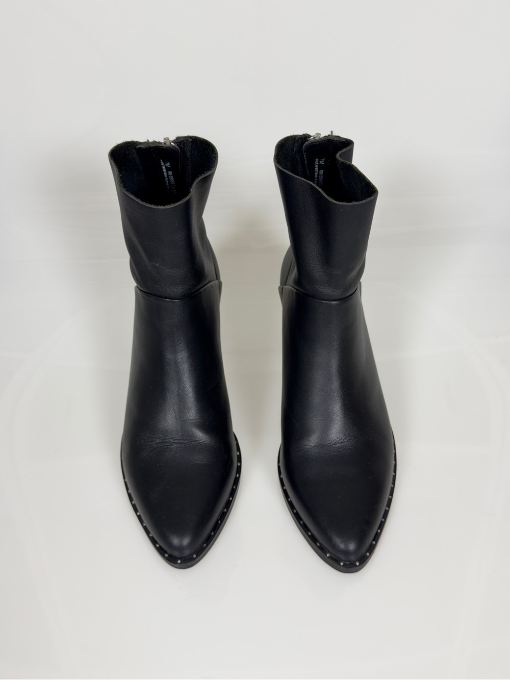 Treasure & Bond Black Pointed Ankle Booties with Stud Trim
